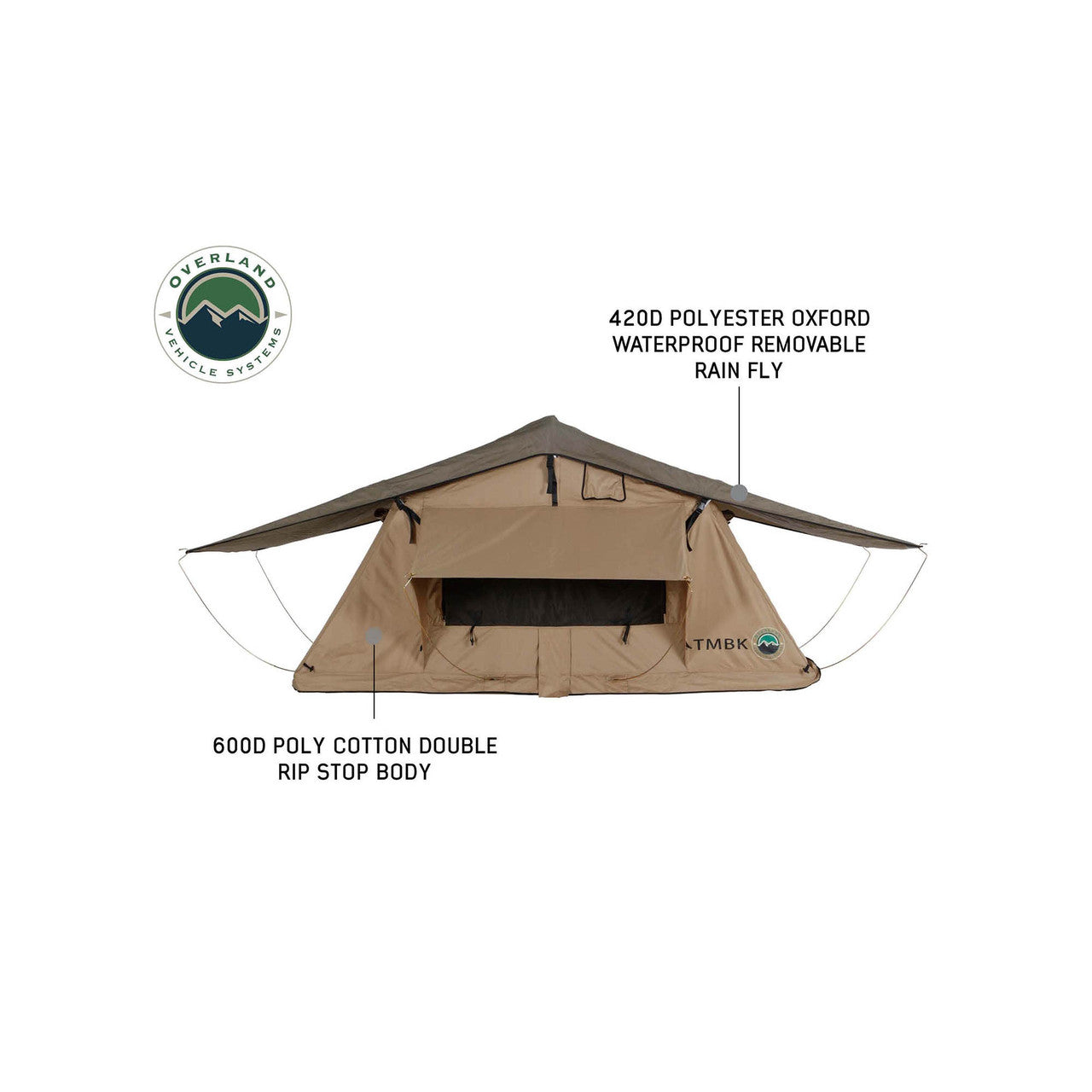 TMBK 3 Rear or Side Opening Roof Top Tent - 3 Person