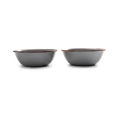 Barebones Enamel Bowls- Dishes Set of 2 (Stale Gray)