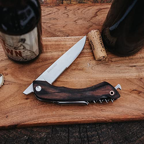 Barebones Provisions Corkscrew Knife with Walnut Finish Handle
