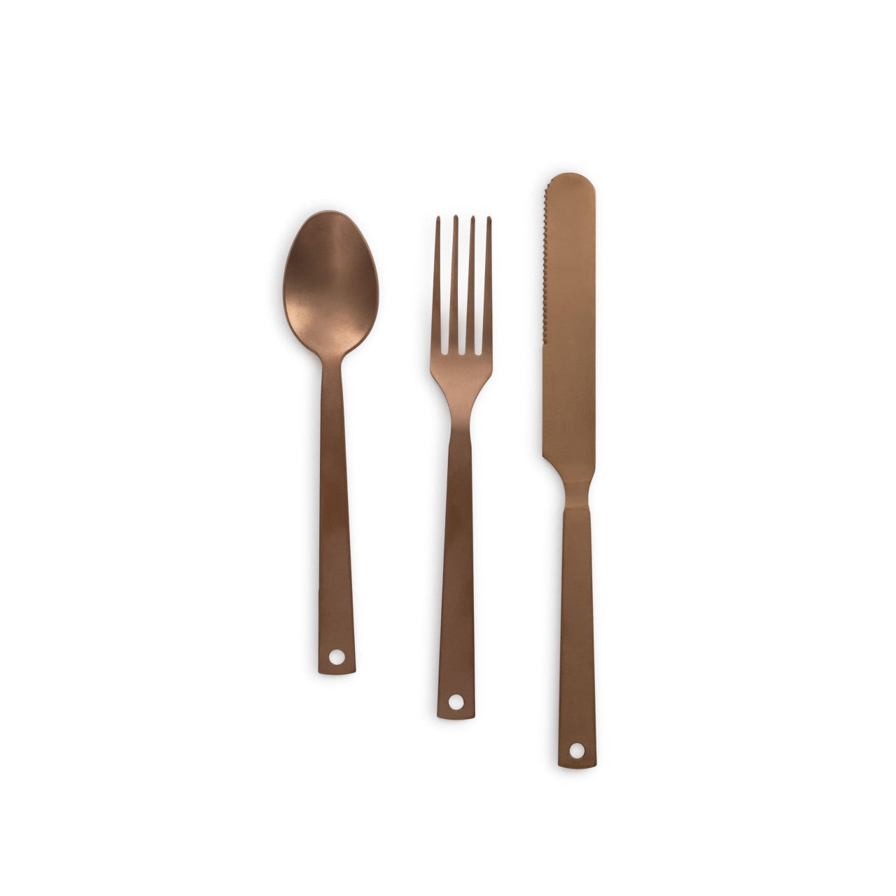 Barebones 6 Piece Flatware Set - Utensil Set With 2 Forks, 2 Knives, and 2 Spoons - Matte Copper Silverware Set