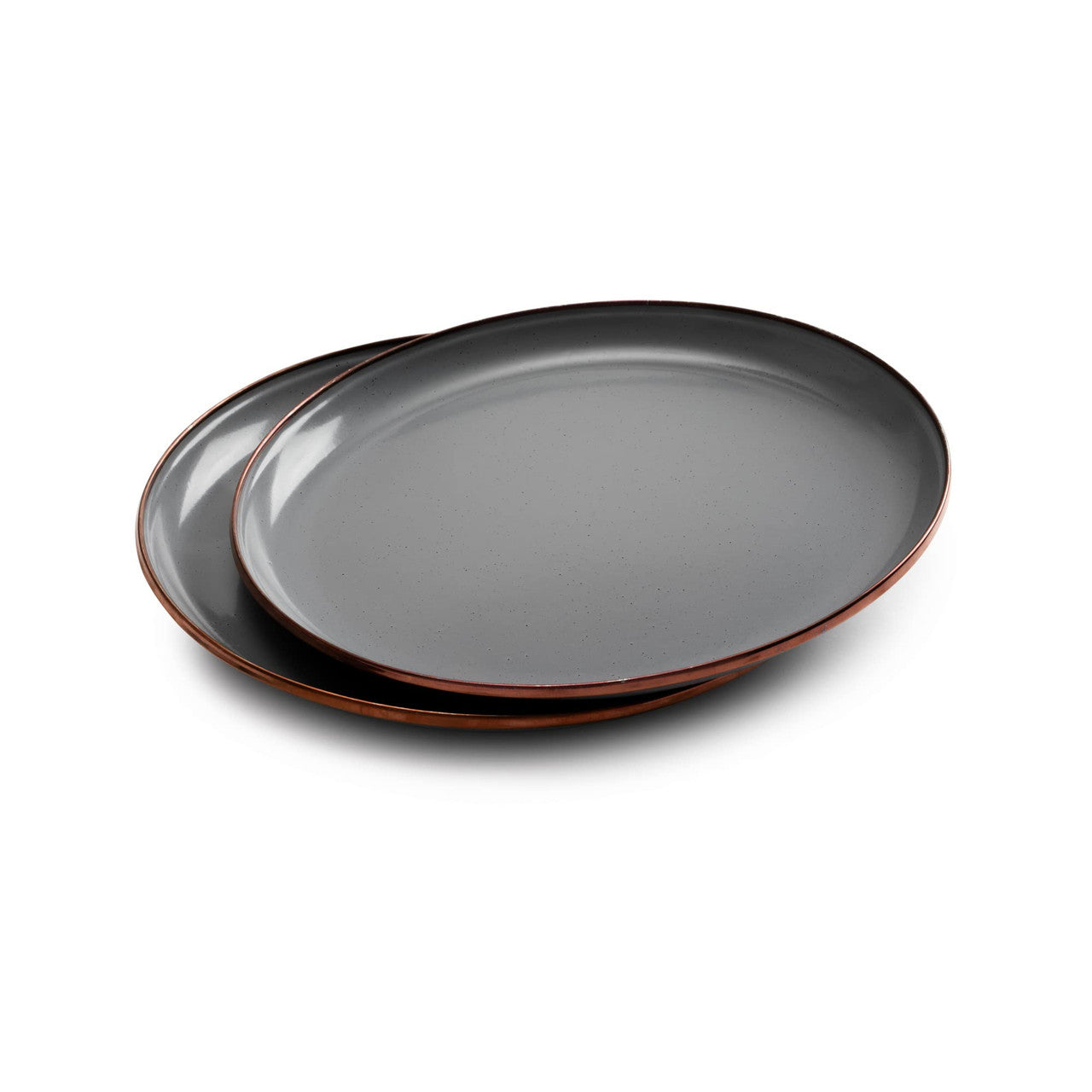 Enamelware Plates and Cups Set - Slate Gray