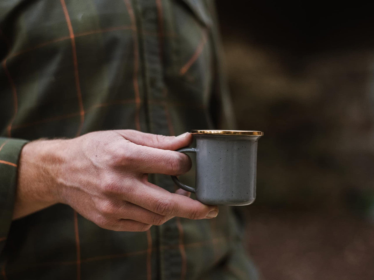 Enamelware Plates and Cups Set - Slate Gray