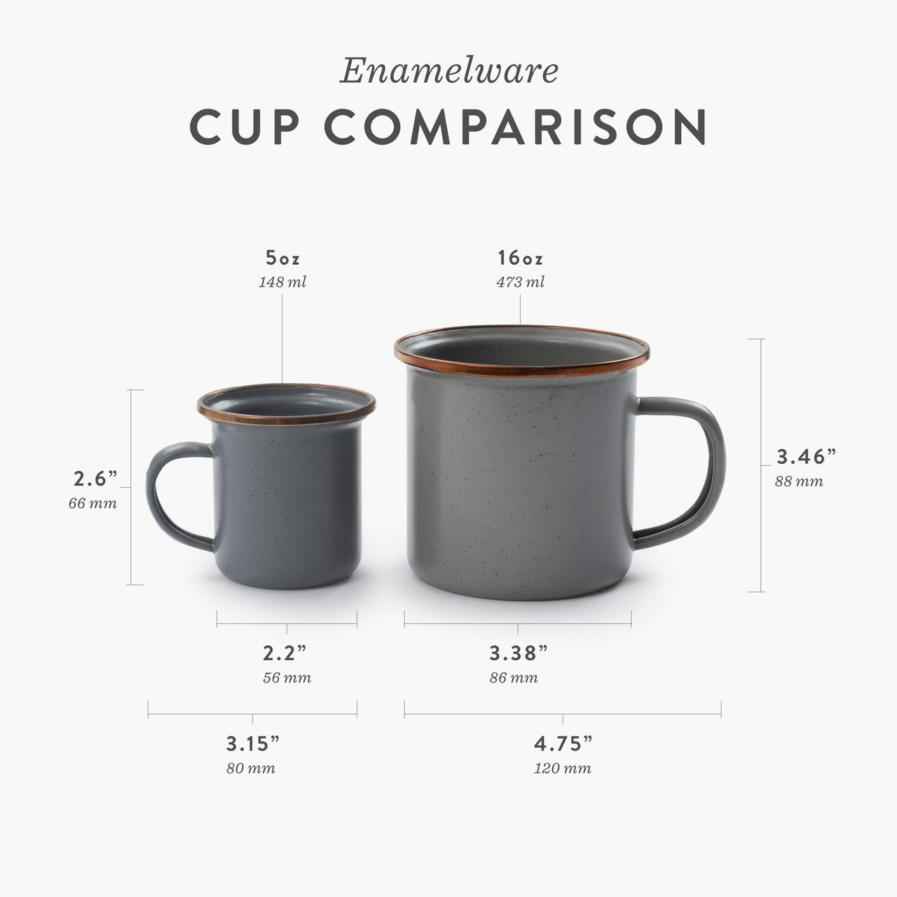 Barebones Enamel Cup Set of 2 14-oz (Slate Gray)