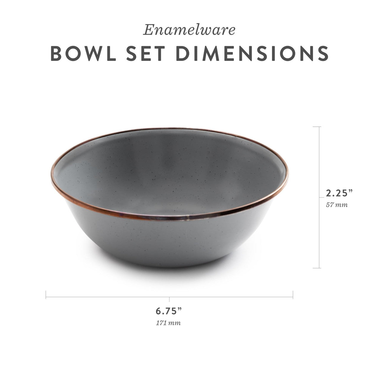 Barebones Enamel Bowls- Dishes Set of 2 (Stale Gray)
