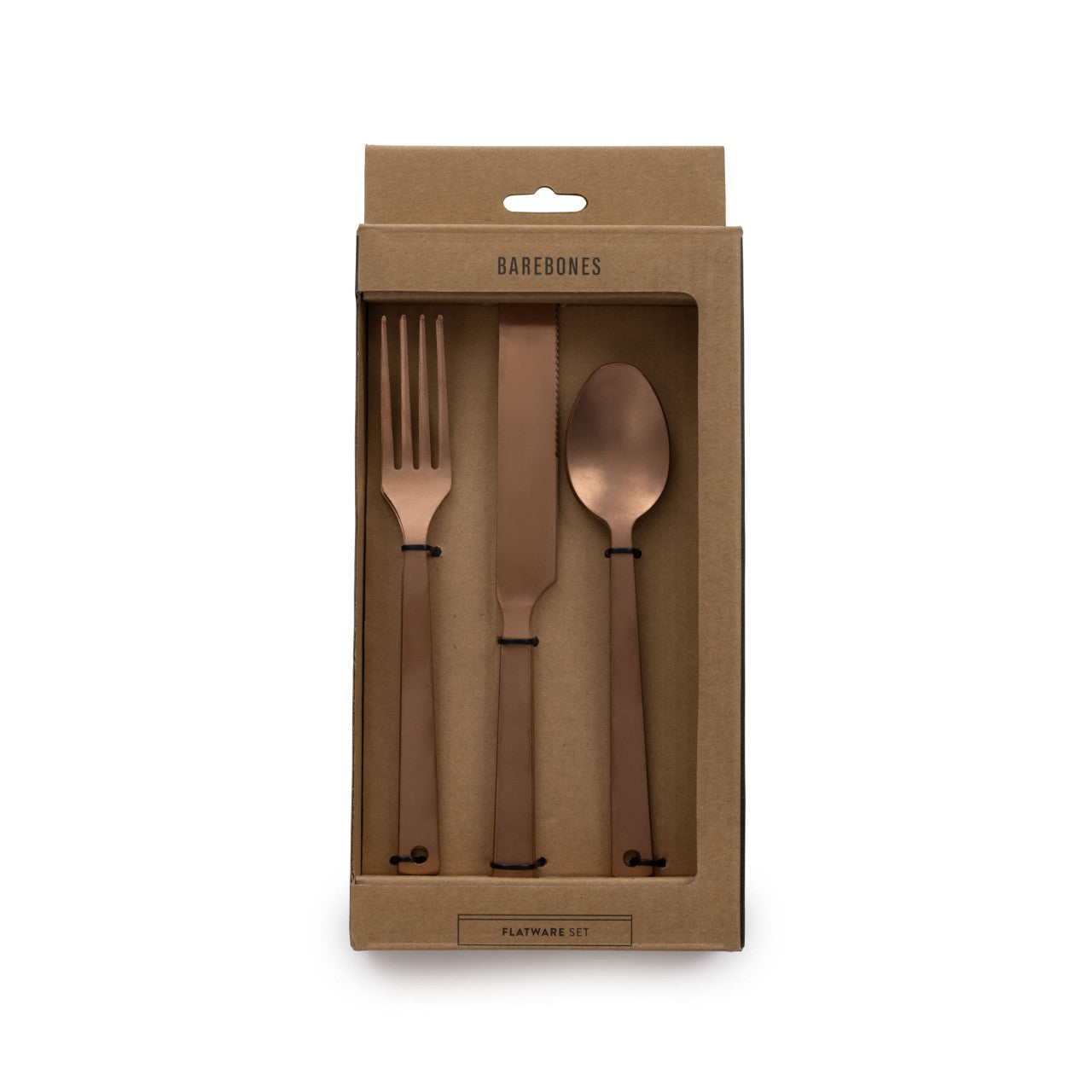Barebones 6 Piece Flatware Set - Utensil Set With 2 Forks, 2 Knives, and 2 Spoons - Matte Copper Silverware Set