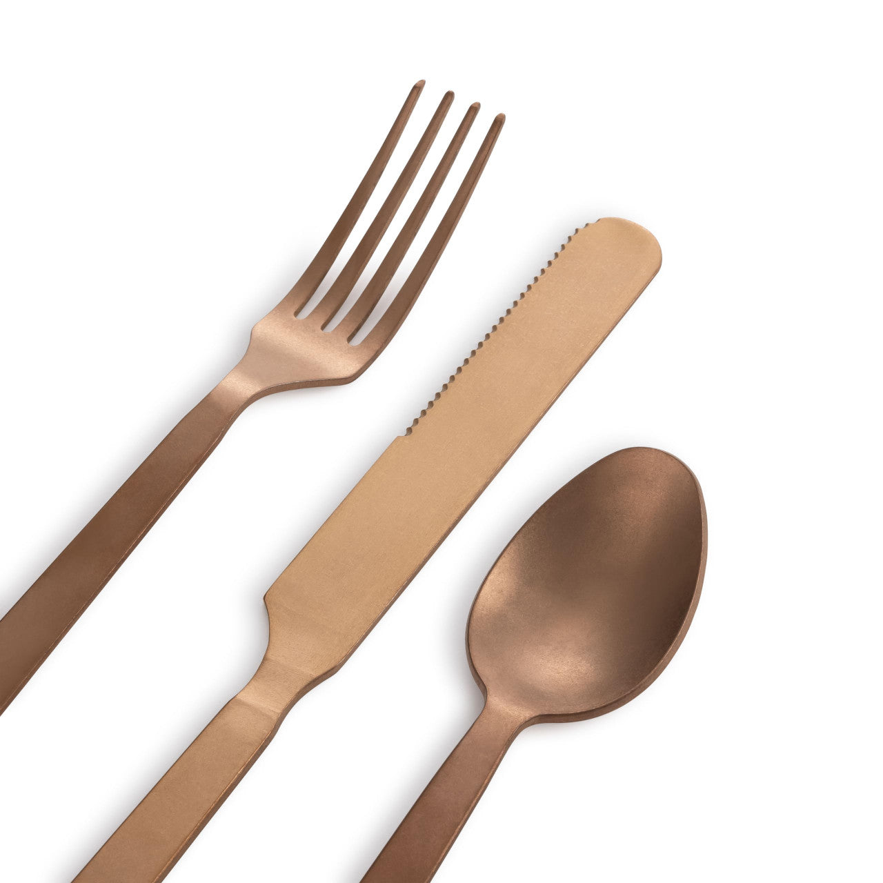 Barebones 6 Piece Flatware Set - Utensil Set With 2 Forks, 2 Knives, and 2 Spoons - Matte Copper Silverware Set