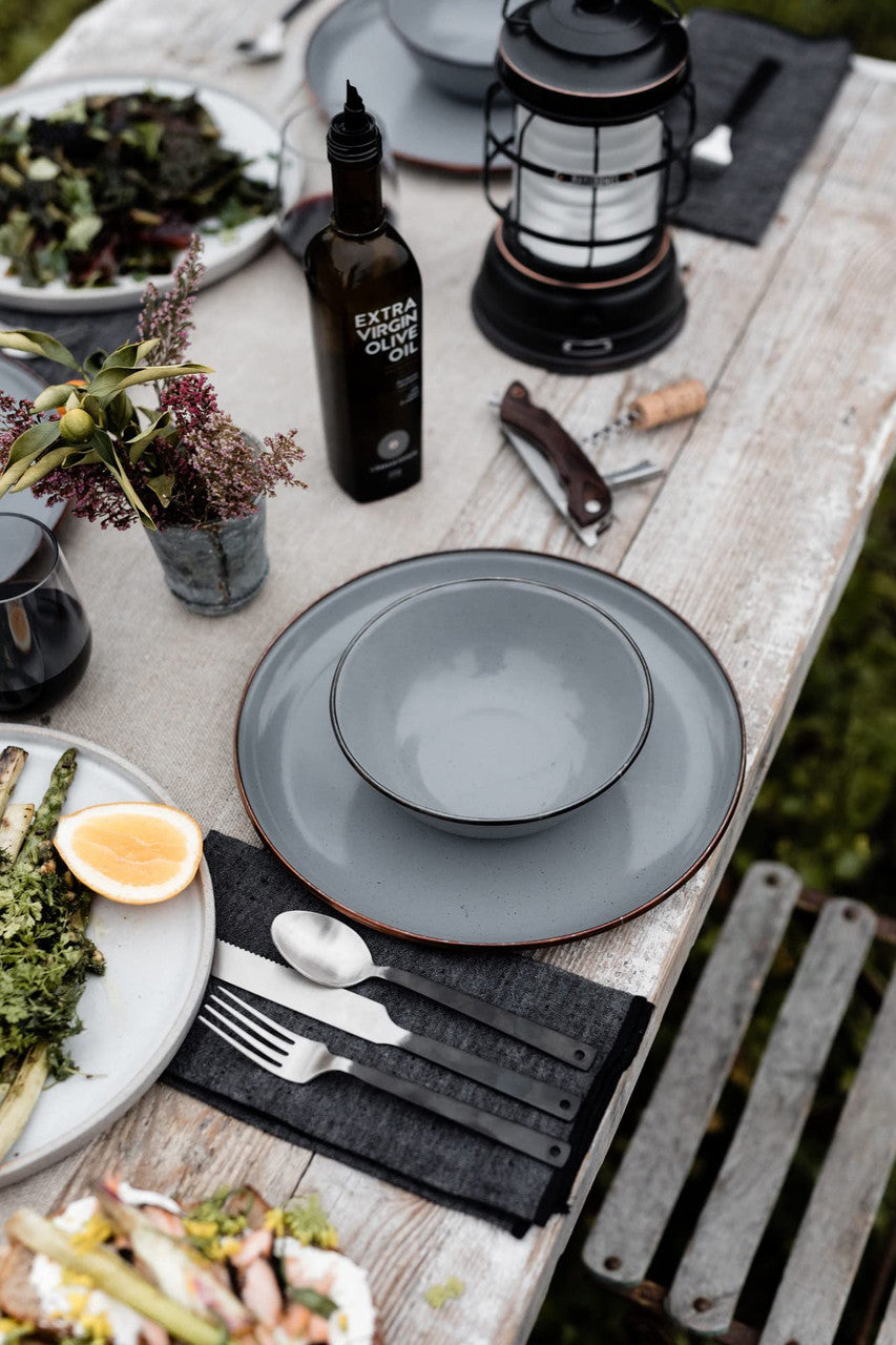 Barebones Enamel Bowls- Dishes Set of 2 (Stale Gray)