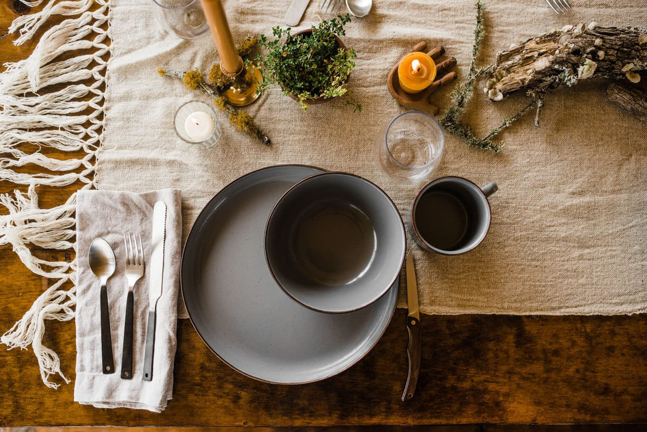 Barebones Enamel Bowls- Dishes Set of 2 (Stale Gray)