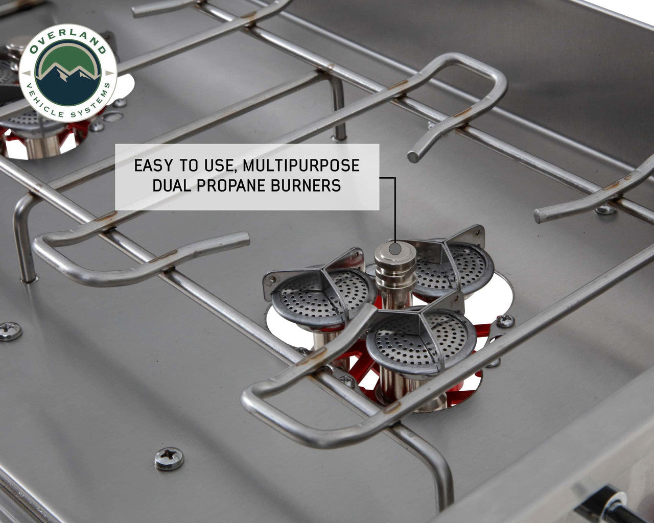 Komodo Camp Kitchen - Dual Grill, Skillet, Folding Shelves, and Rocket Tower - Stainless Steel