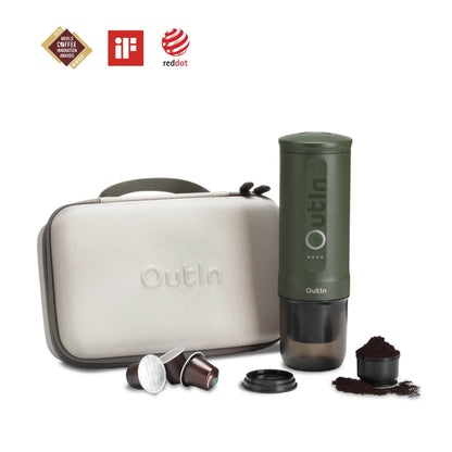 OutIn Traveler Nano Espresso Machine + Case Set (Forest Green)
