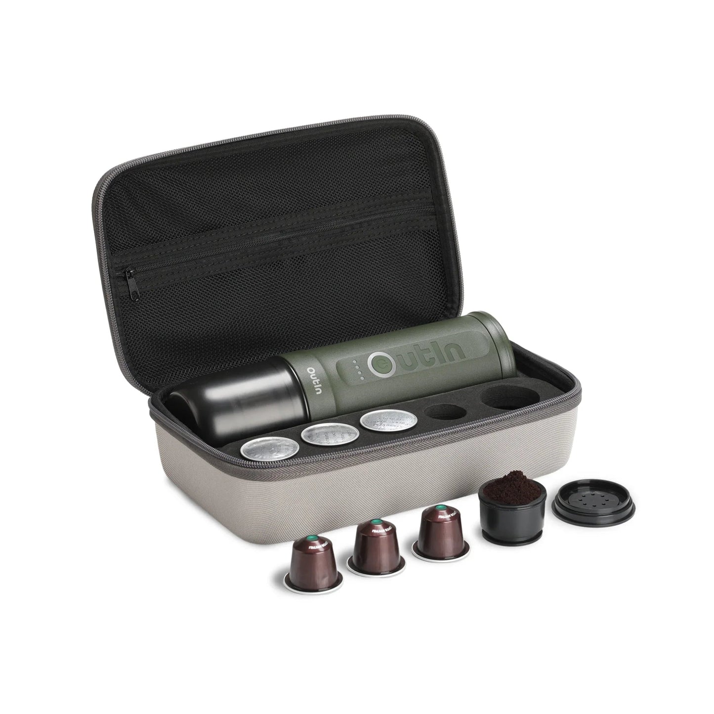 OutIn Traveler Nano Espresso Machine + Case Set (Forest Green)