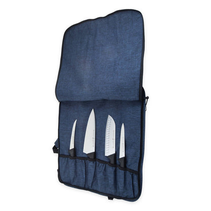 Preservation Heather Navy Knife Roll - 8 Pocket