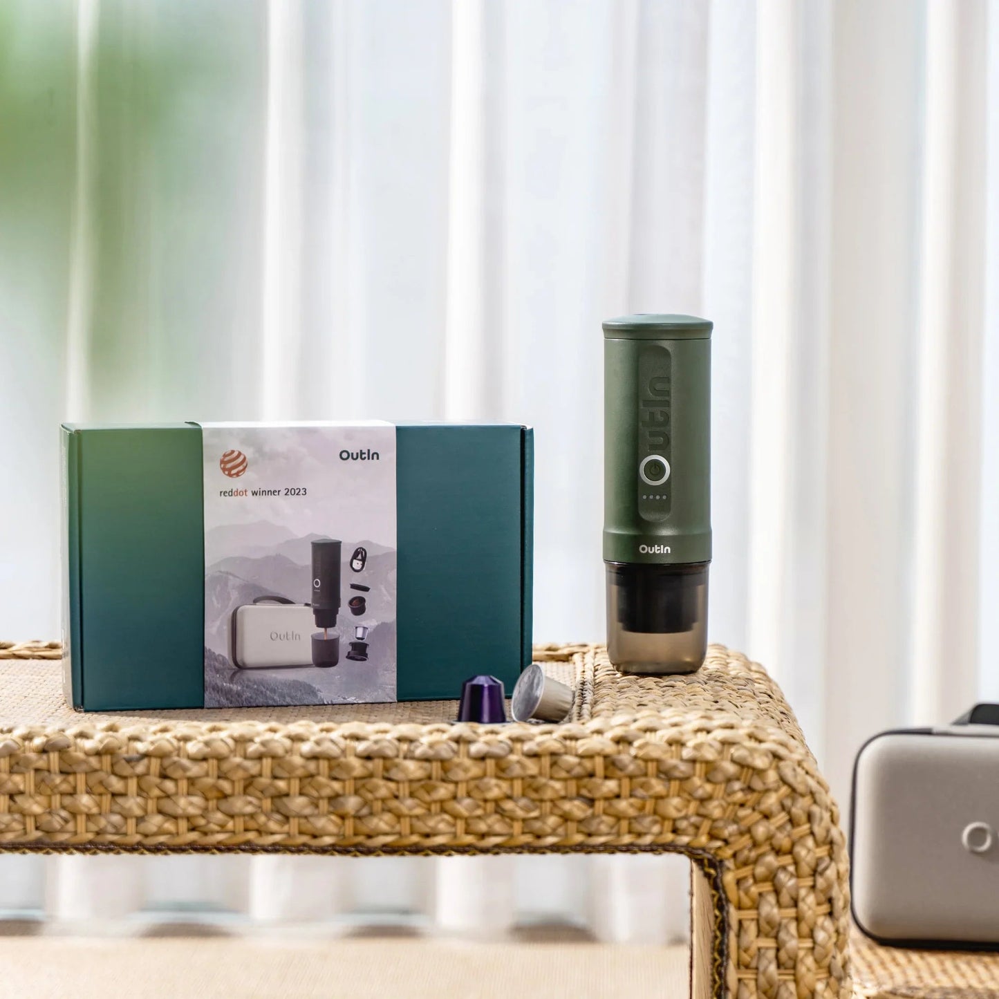 OutIn Traveler Nano Espresso Machine + Case Set (Forest Green)