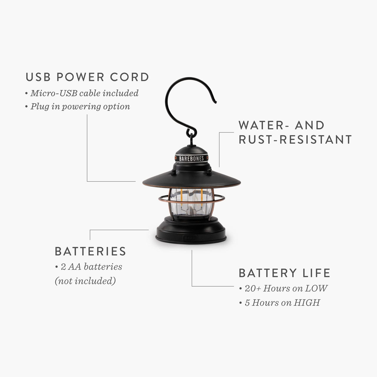 Barebones Edison Mini LED Lanterns - 3-Pack (Antique Bronze)