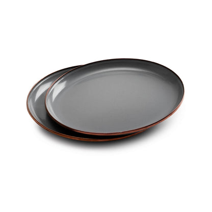Enamelware Plates and Cups Set - Slate Gray