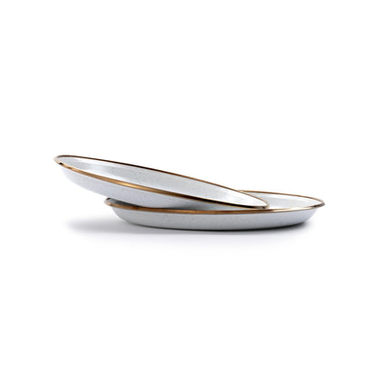 Barebones 8 Inch Salad Plate - Set of 2 Dinner Plate - Enamelware Plates - Durable Kitchen or Camping Plate - Eggshell