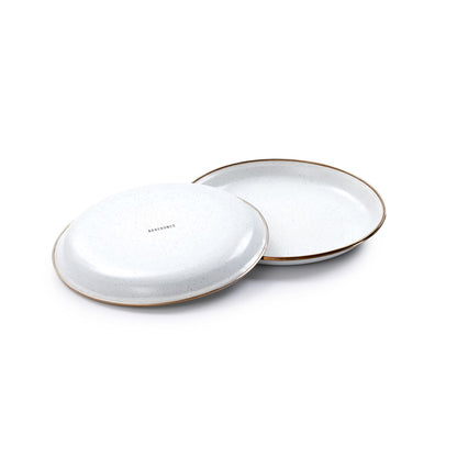 Barebones 8 Inch Salad Plate - Set of 2 Dinner Plate - Enamelware Plates - Durable Kitchen or Camping Plate - Eggshell