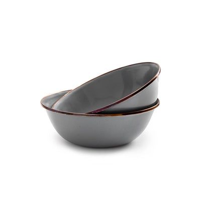 Barebones Enamel Bowls- Dishes Set of 2 (Stale Gray)
