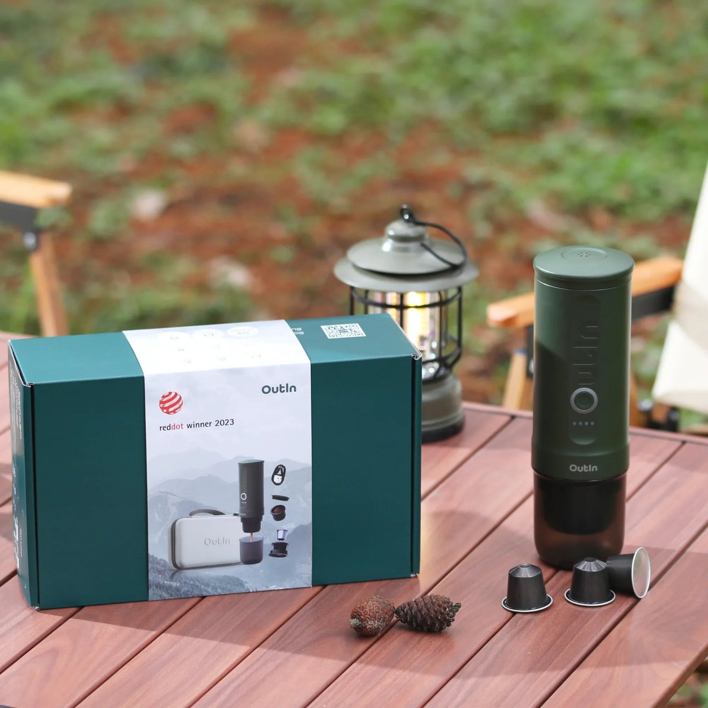 OutIn Traveler Nano Espresso Machine + Case Set (Forest Green)