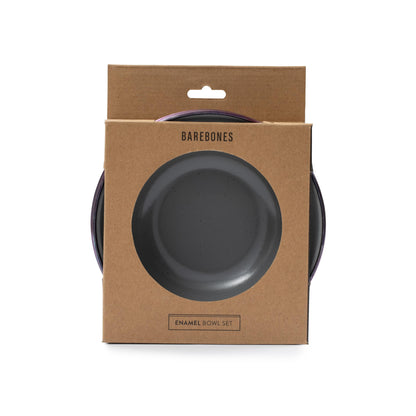 Barebones Enamel Bowls- Dishes Set of 2 (Stale Gray)