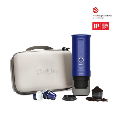OutIn Traveler Nano Espresso Machine + Case Set (Ocean Blue)