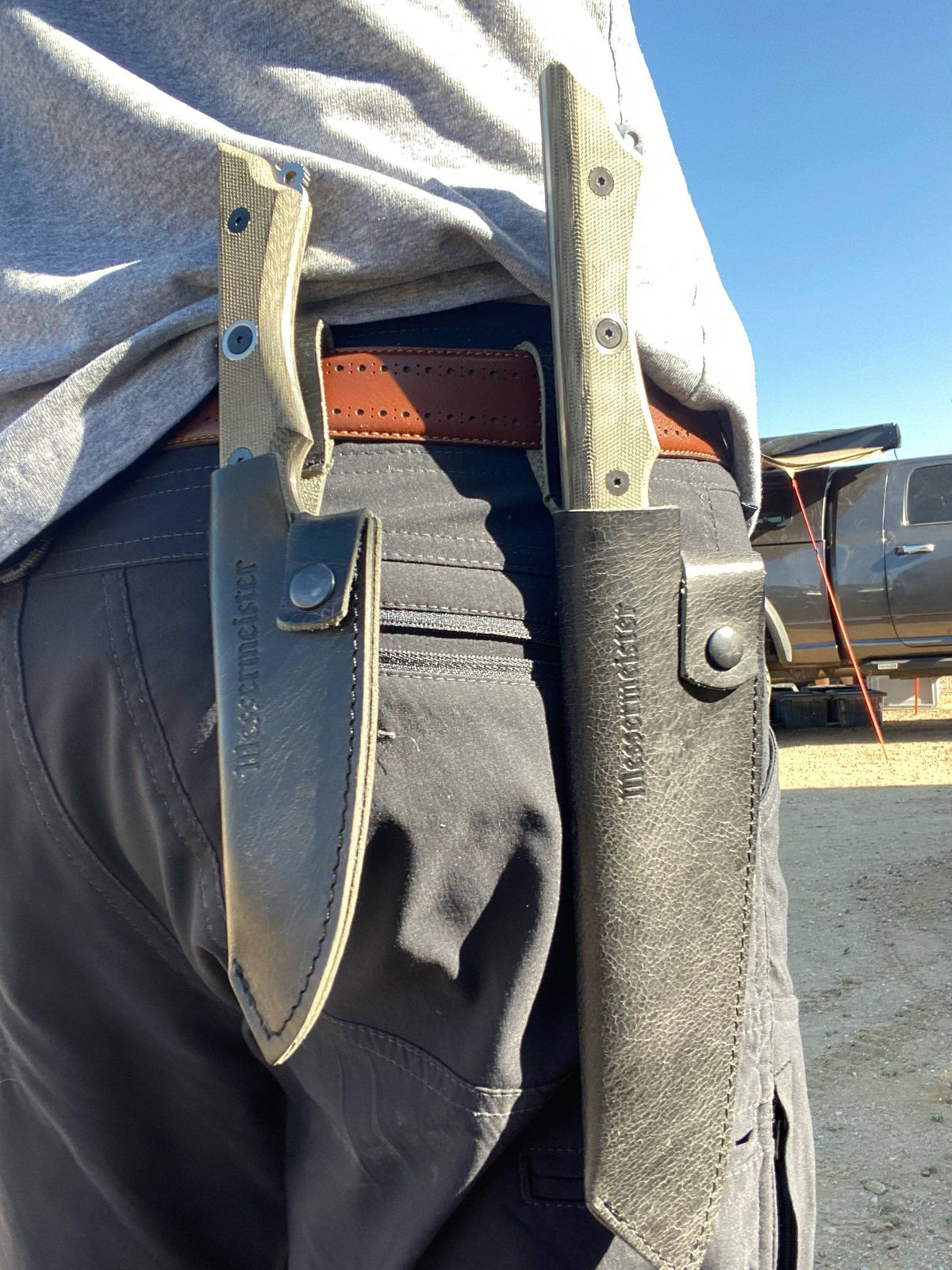 Leather Belt Sheath for Overland Camp Knife