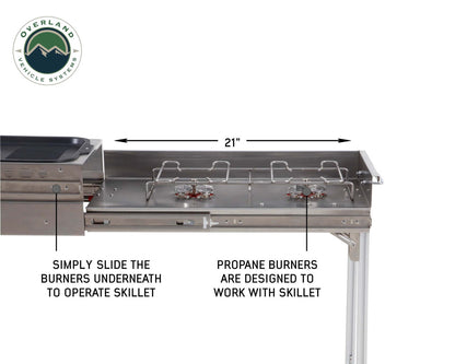 Komodo Camp Kitchen - Dual Grill, Skillet, Folding Shelves, and Rocket Tower - Stainless Steel