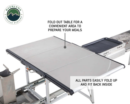 Komodo Camp Kitchen - Dual Grill, Skillet, Folding Shelves, and Rocket Tower - Stainless Steel