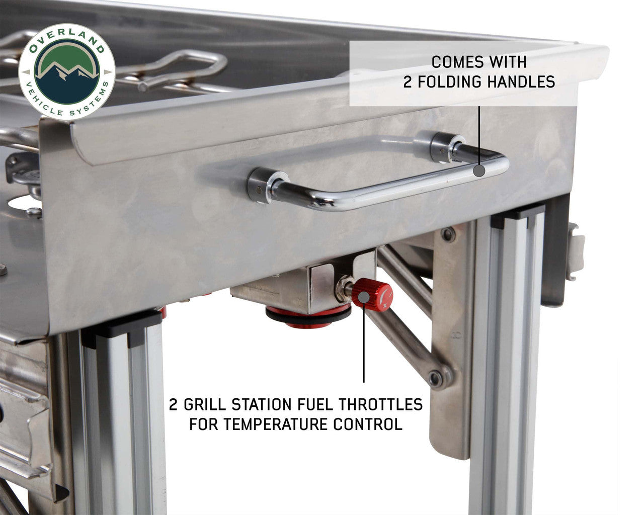Komodo Camp Kitchen - Dual Grill, Skillet, Folding Shelves, and Rocket Tower - Stainless Steel