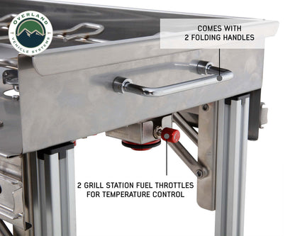 Komodo Camp Kitchen - Dual Grill, Skillet, Folding Shelves, and Rocket Tower - Stainless Steel
