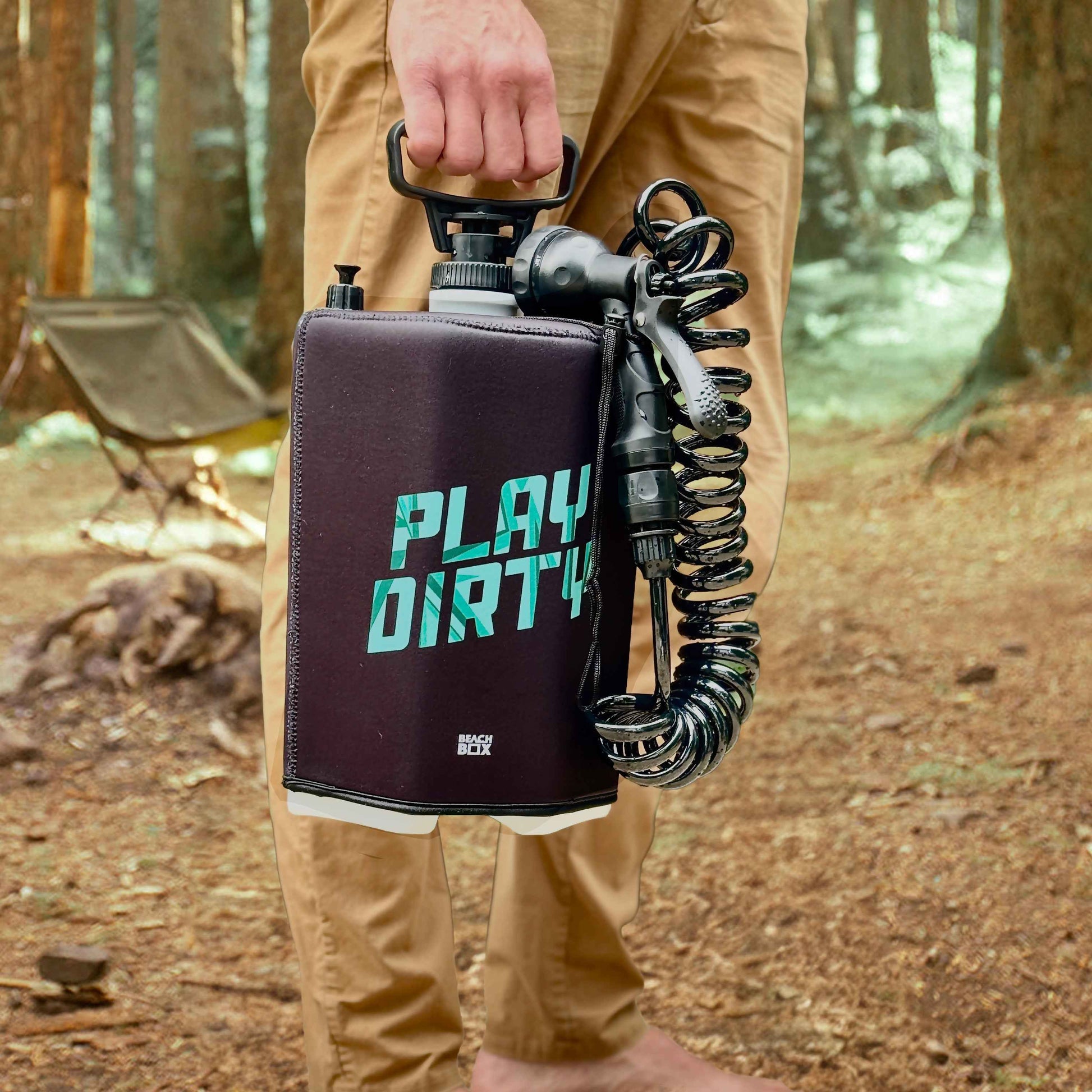 BeachBox Portable Camping Shower Tank - Play Dirty / Black