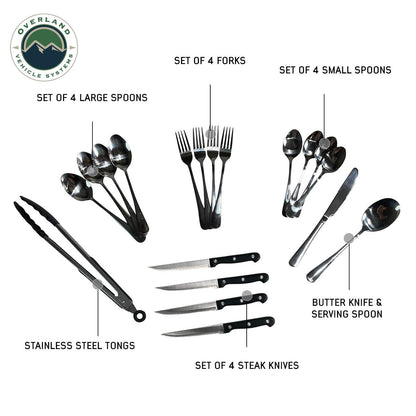 Ultimate 39-Piece Camp Dinnerware, Utensil Set, and Storage Box